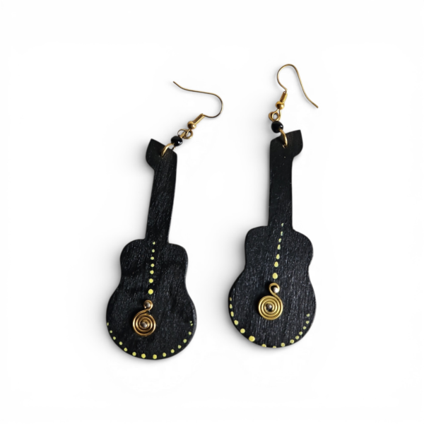 Wooden Guitar Drop Earrings