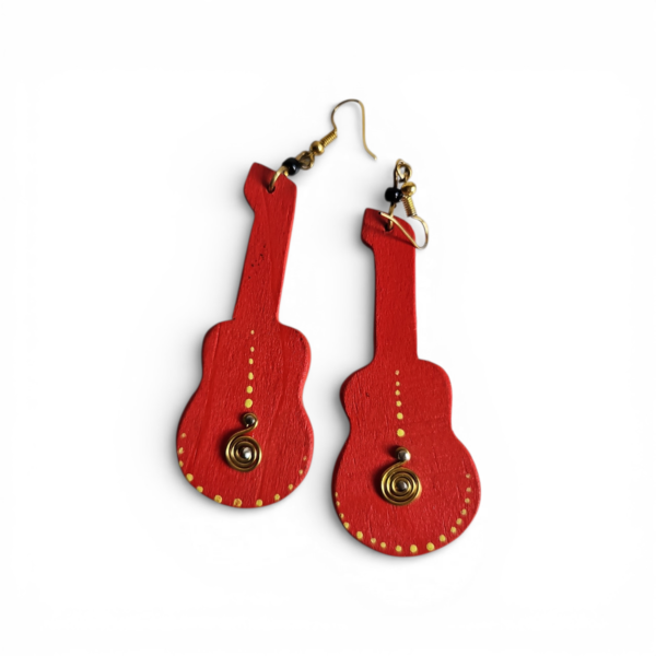 Wooden Guitar Drop Earrings