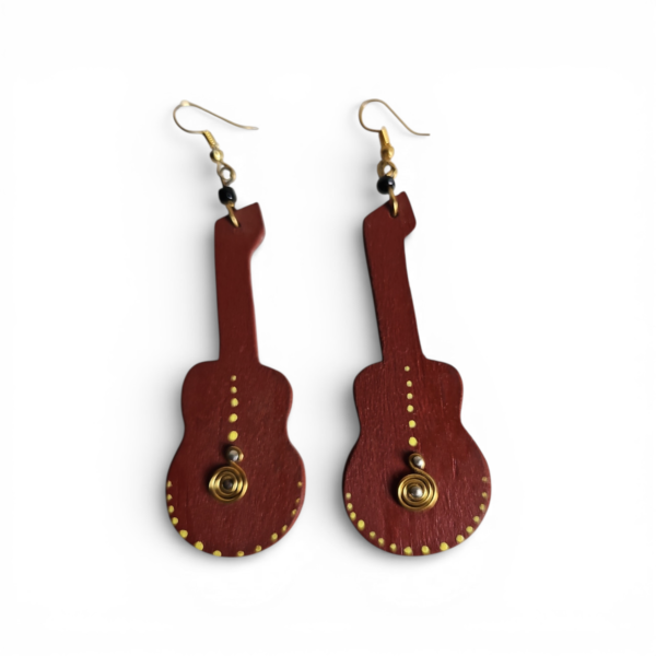 Wooden Guitar Drop Earrings