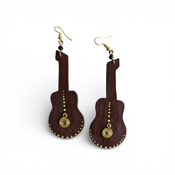 Wooden Guitar Drop Earrings
