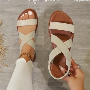 61lgjIKImTL._AC_SY575_ Women's Comfortable Elegant Sandals with Elastic Band, Flat Leisure Sandals,