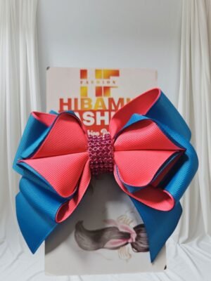 5.5 Inches Girls 2 Colours Large Grosgrain Hair Bow Alligator Clip (Royal Blue/Red)