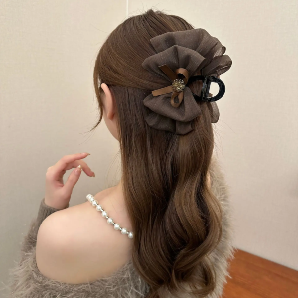 Floral Bow Claw Clip